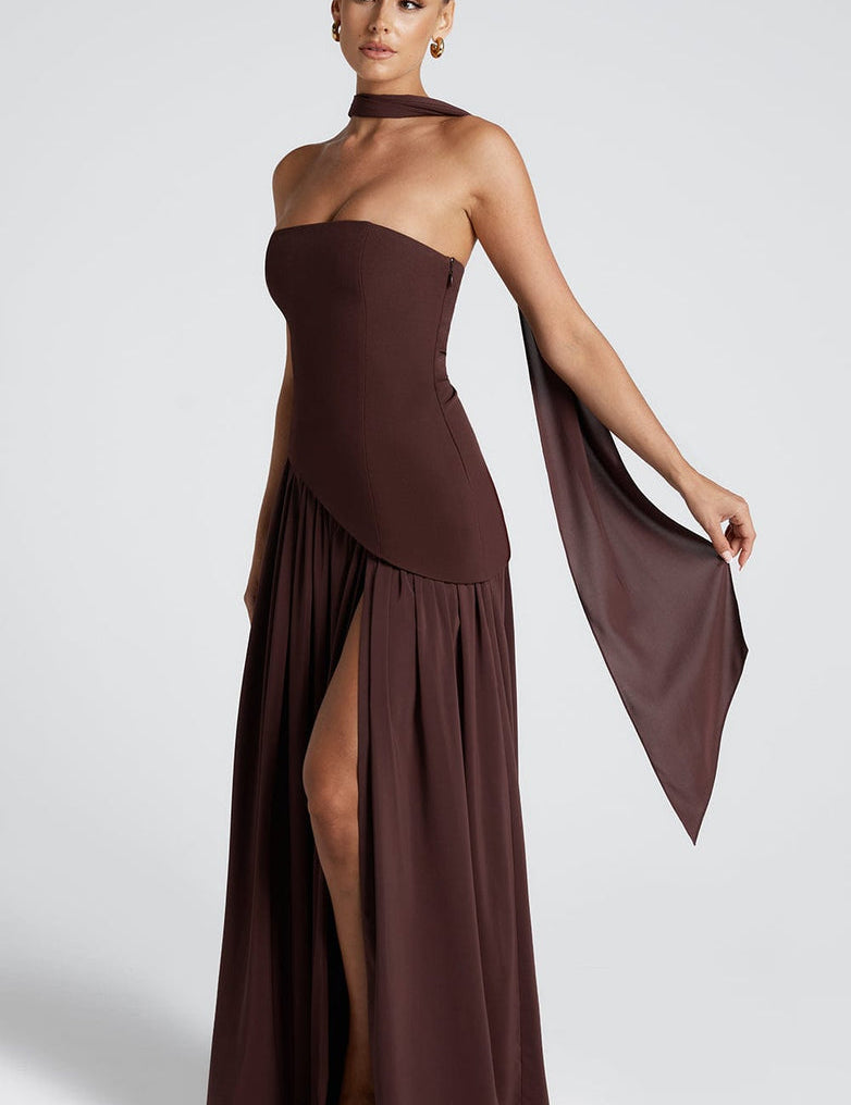 Calantha Slit Tulle Gown