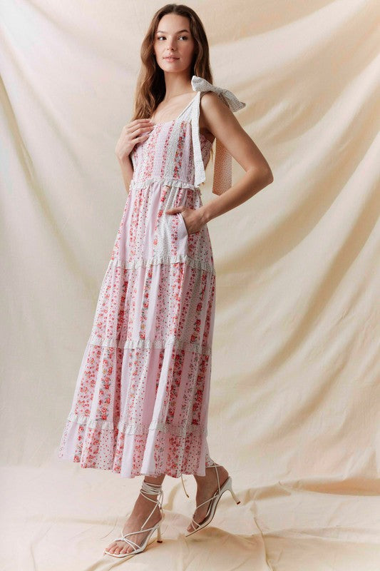 Celestine Floral Patchwork Midi Dress