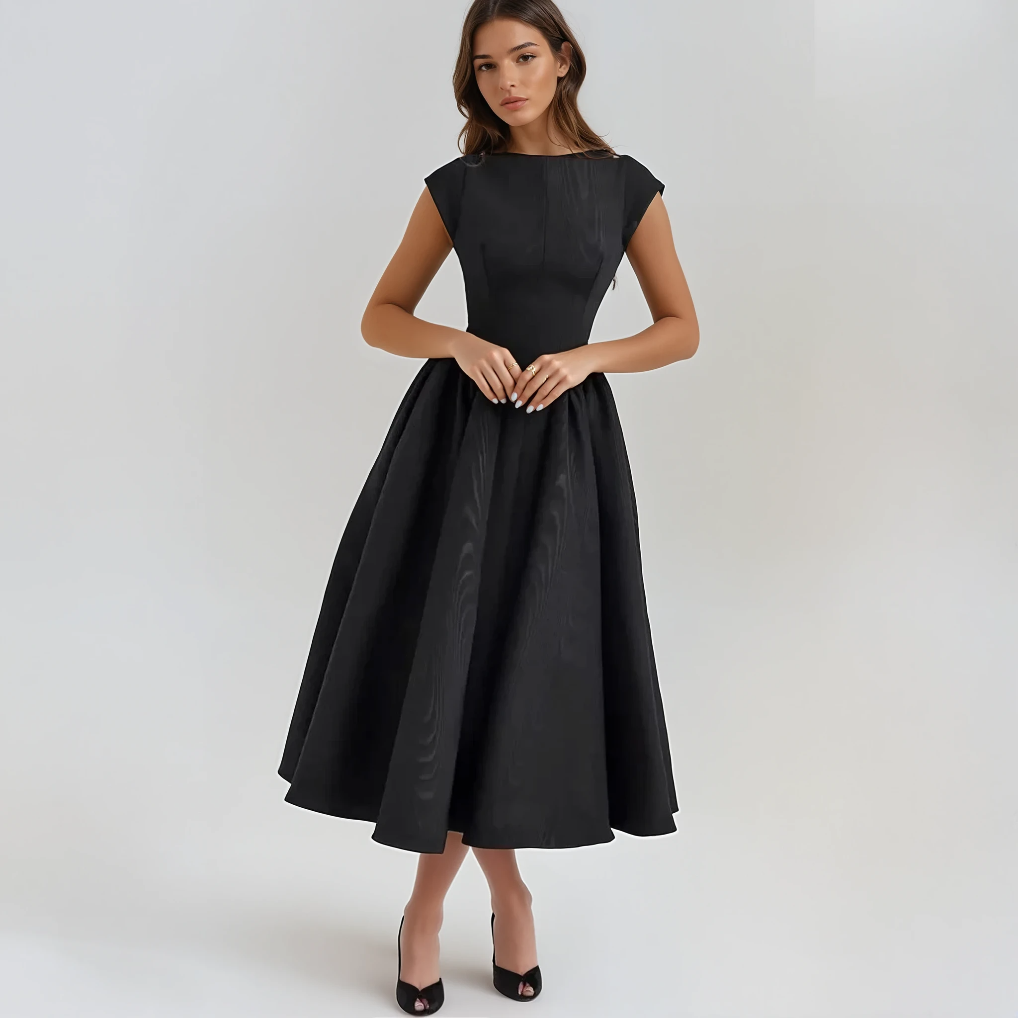 Evangeline Backless Pleated Midi Dress