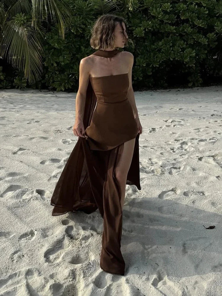 Lea Chiffon Asymmetrical Maxi Dress