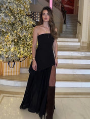Lea Chiffon Asymmetrical Maxi Dress