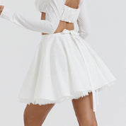 Tatiana White Bow Mini Skirt