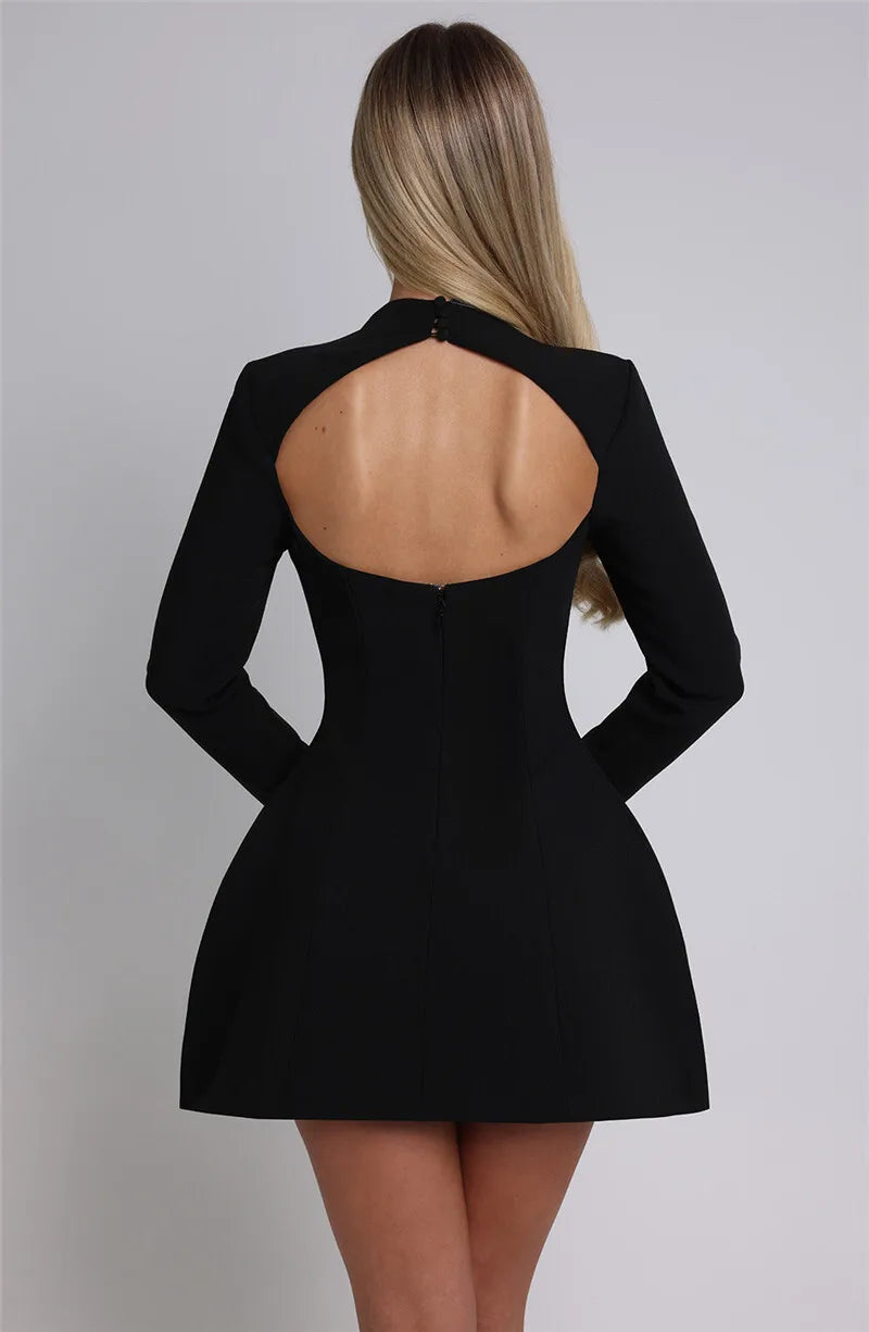 Emilia Structured Black Mini Dress