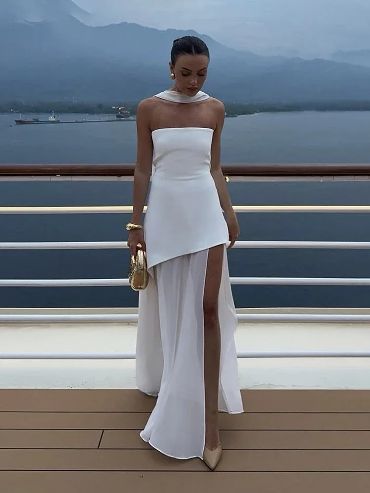 Lea Chiffon Asymmetrical Maxi Dress