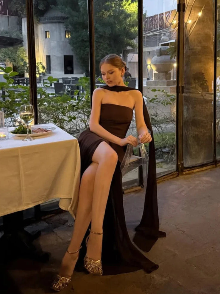 Lea Chiffon Asymmetrical Maxi Dress
