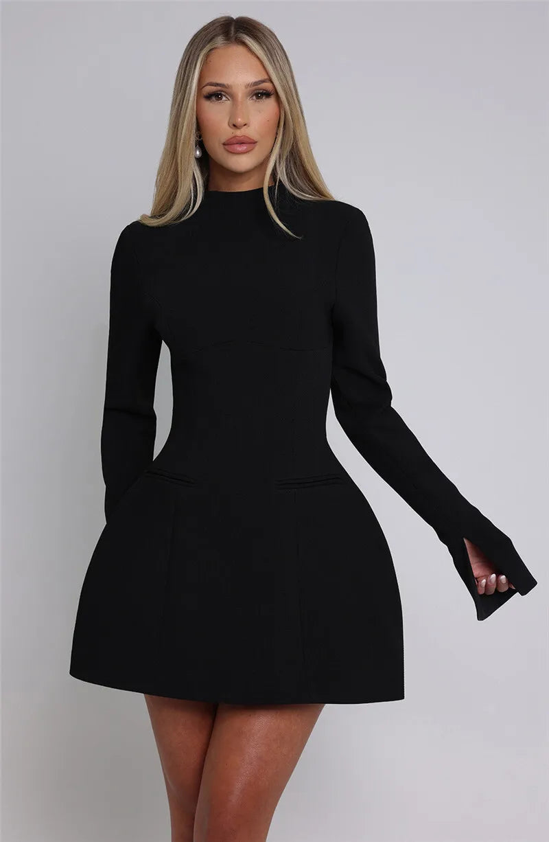 Emilia Structured Black Mini Dress