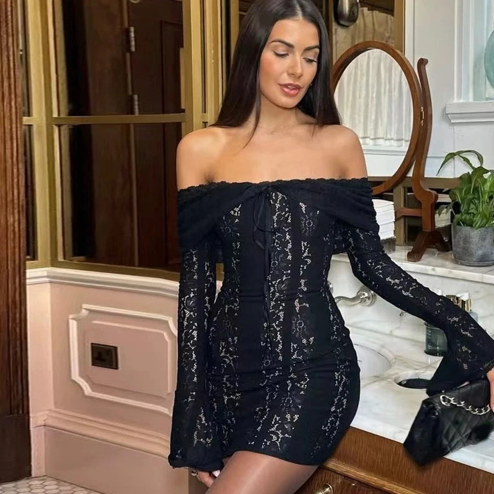 Sonya Off Shoulder Lace Mini Dress