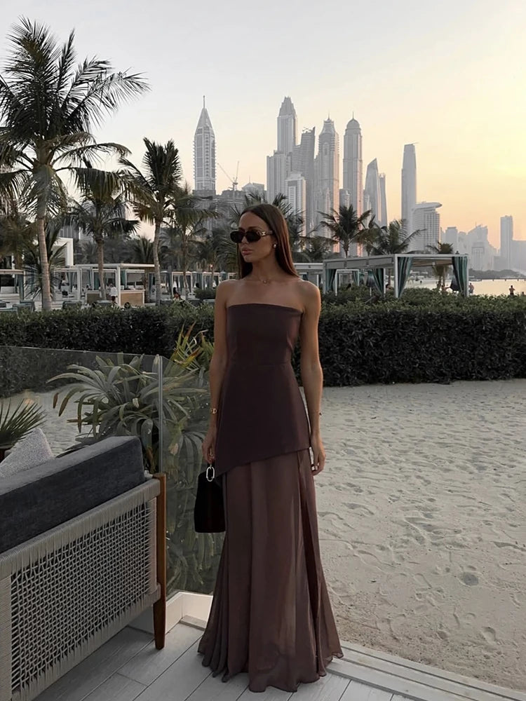 Lea Chiffon Asymmetrical Maxi Dress