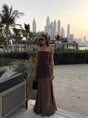 Lea Chiffon Asymmetrical Maxi Dress