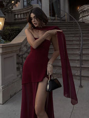 Lea Chiffon Asymmetrical Maxi Dress