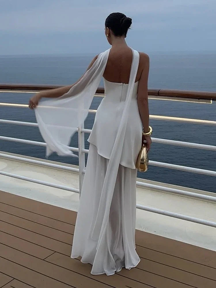 Lea Chiffon Asymmetrical Maxi Dress