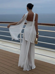 Lea Chiffon Asymmetrical Maxi Dress