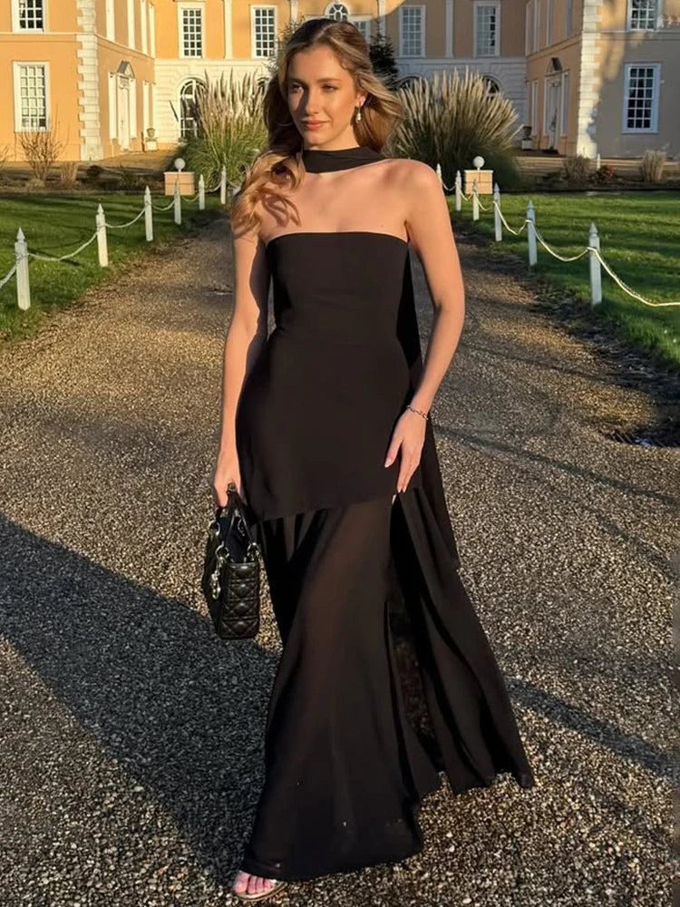 Calantha Slit Tulle Gown
