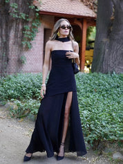 Lea Chiffon Asymmetrical Maxi Dress