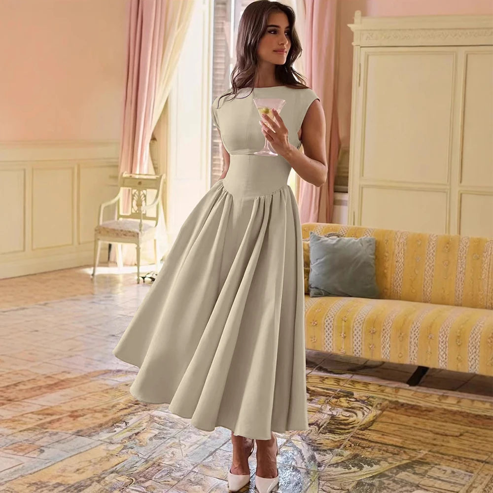 Evangeline Backless Pleated Midi Dress
