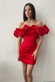 Whispers of Elegance Satin Mini Dress with Ruffles