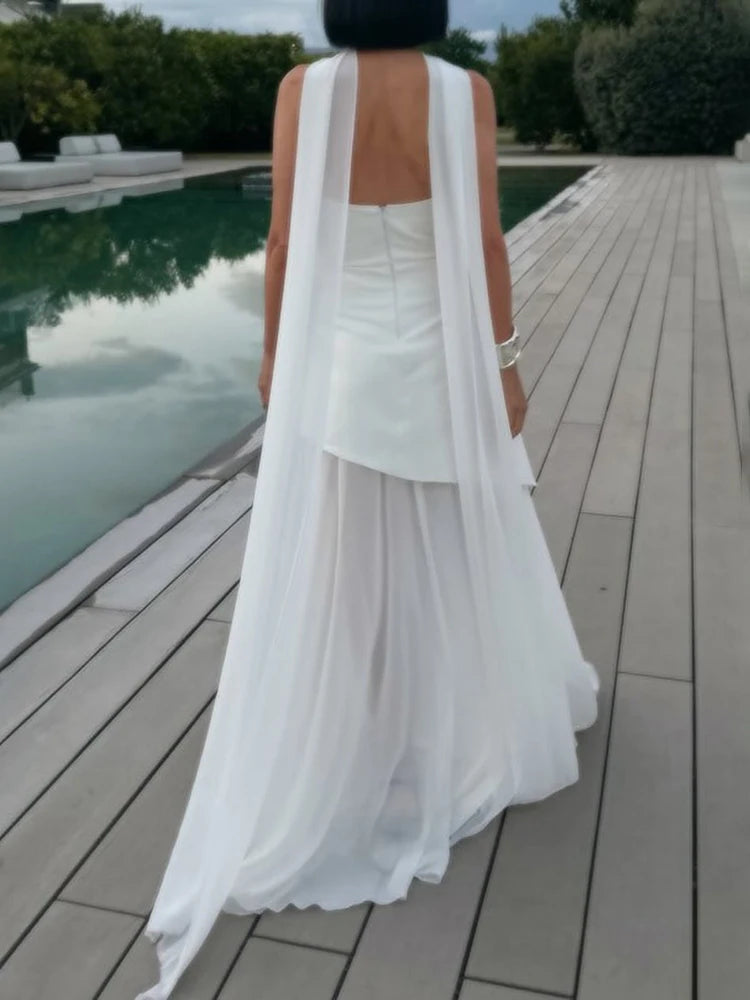 Lea Chiffon Asymmetrical Maxi Dress