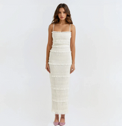 Sabrina Vintage Ruched Maxi Bodycon Dress