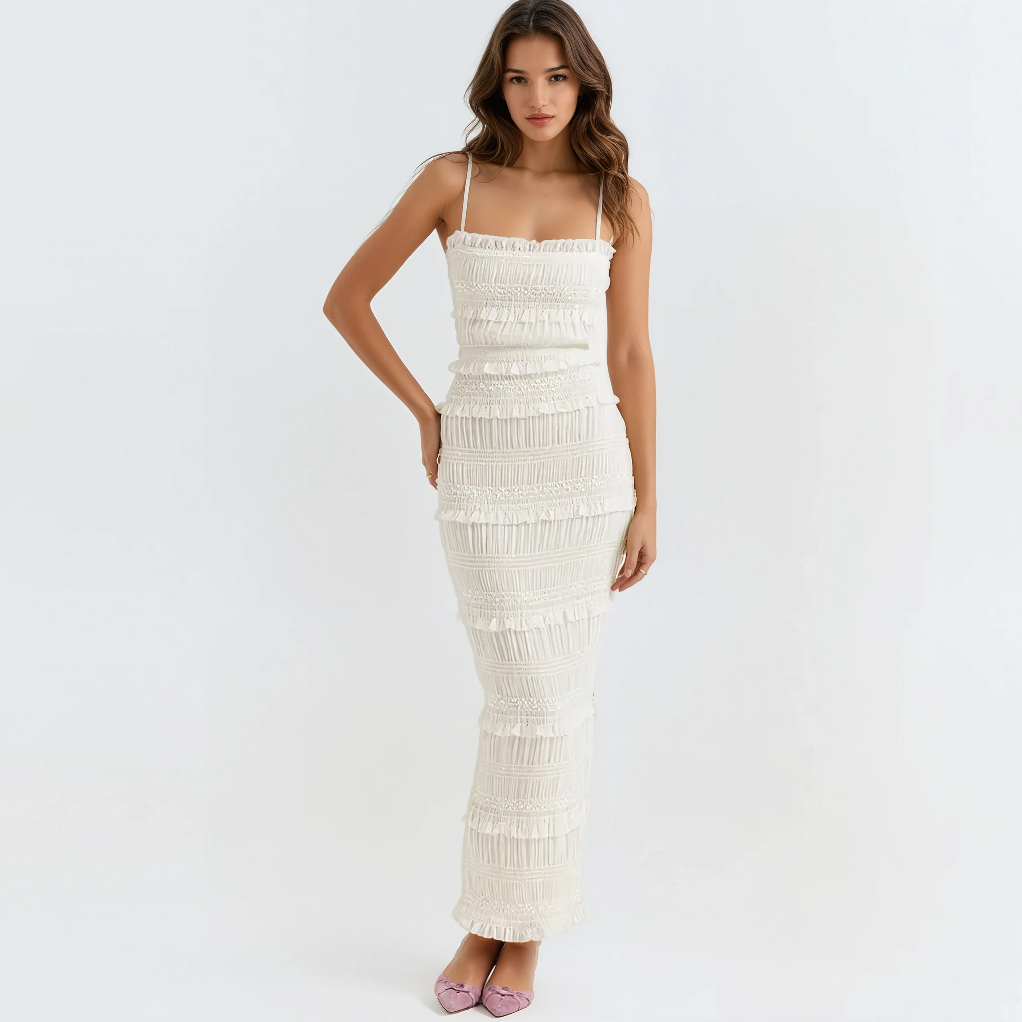 Sabrina Vintage Ruched Maxi Bodycon Dress – House of Fleur Sabrina Vintage Ruched Maxi Bodycon Dress – House of Fleur