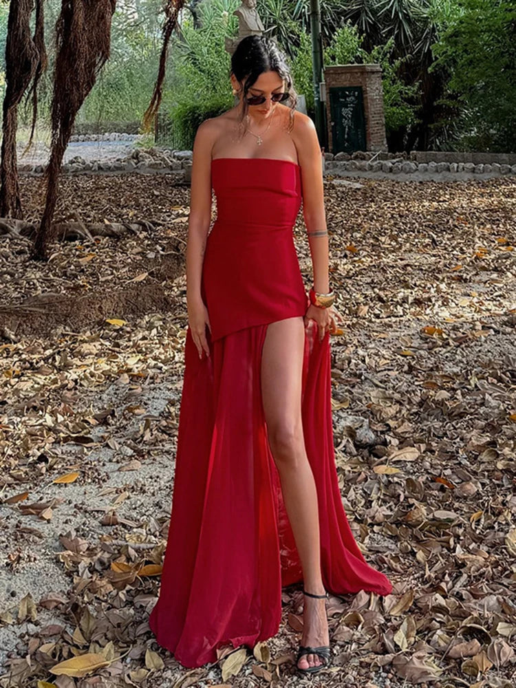 Calantha Slit Tulle Gown