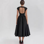 Evangeline Backless Pleated Midi Dress