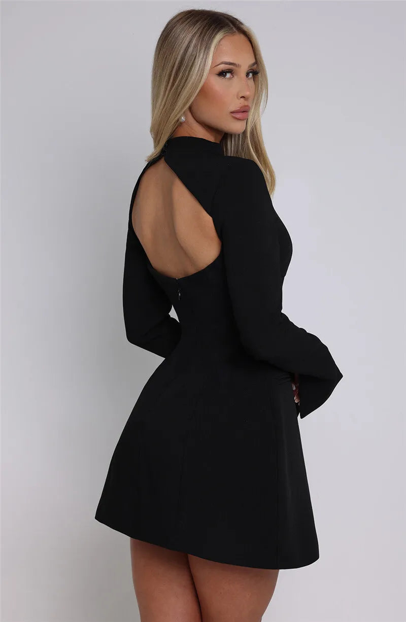 Emilia Structured Black Mini Dress