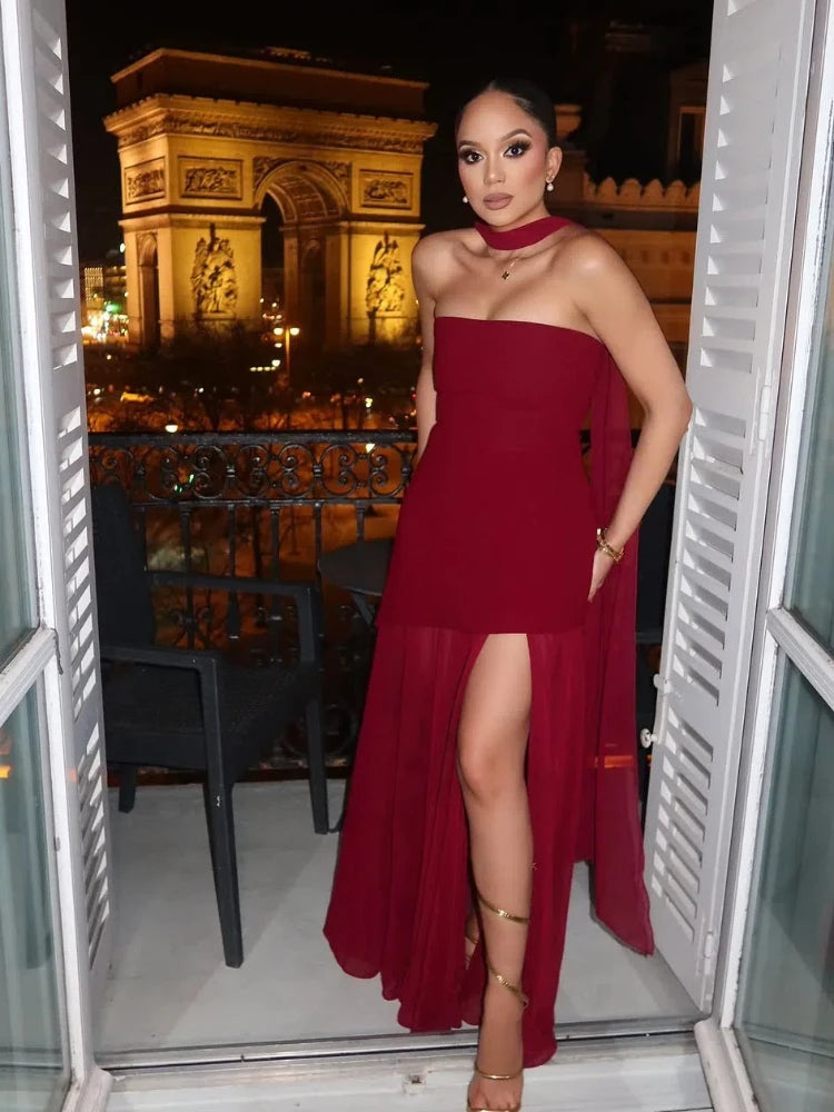 Lea Chiffon Asymmetrical Maxi Dress