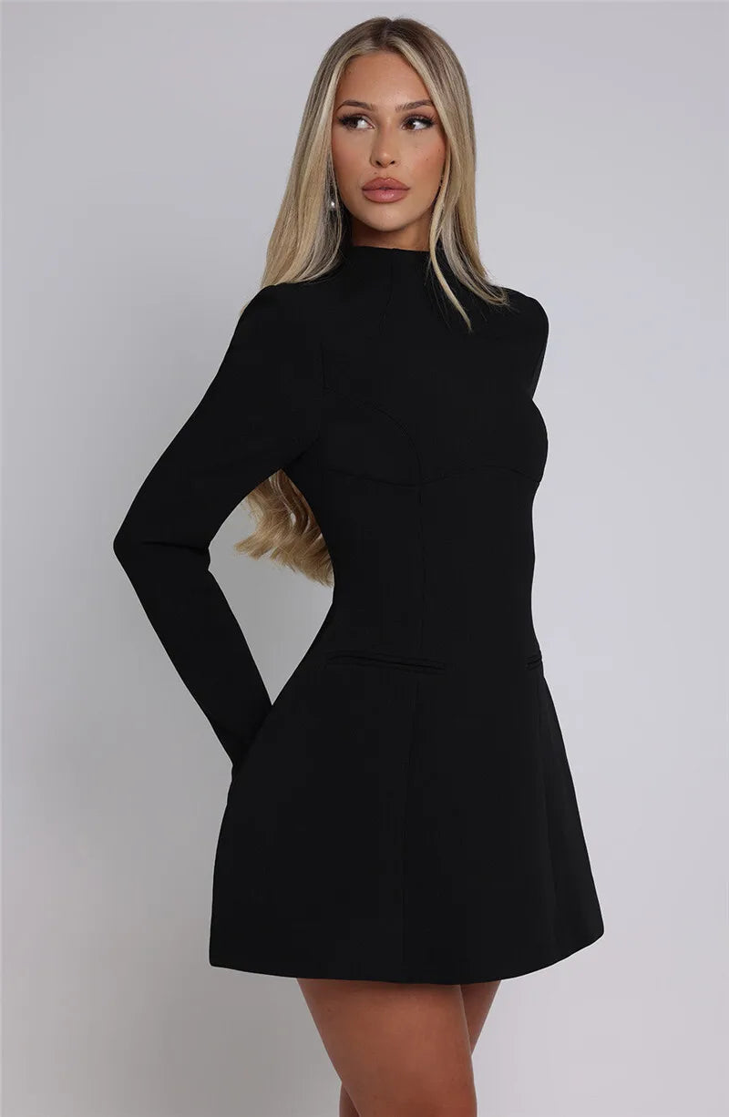 Emilia Structured Black Mini Dress